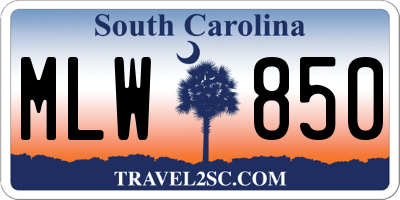 SC license plate MLW850