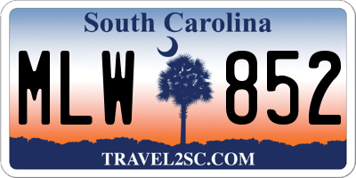 SC license plate MLW852