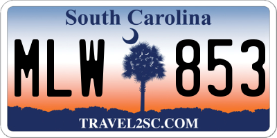 SC license plate MLW853