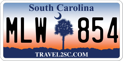 SC license plate MLW854