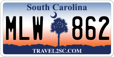 SC license plate MLW862