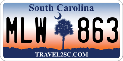 SC license plate MLW863