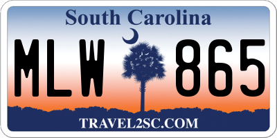 SC license plate MLW865