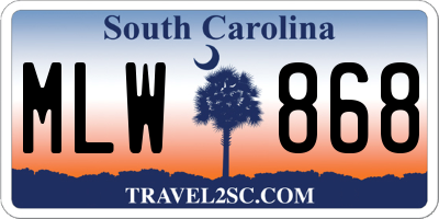 SC license plate MLW868