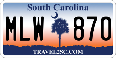 SC license plate MLW870