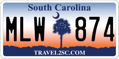 SC license plate MLW874