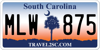 SC license plate MLW875