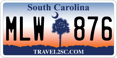 SC license plate MLW876