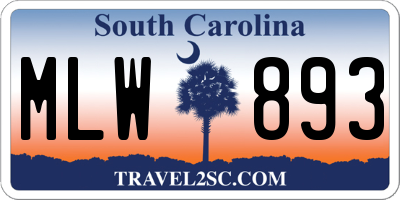 SC license plate MLW893