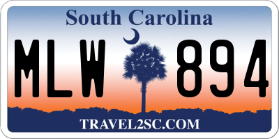 SC license plate MLW894