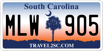 SC license plate MLW905