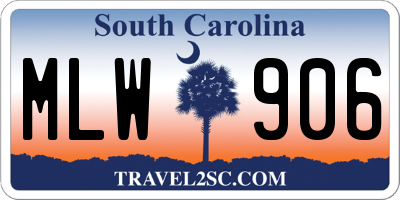 SC license plate MLW906