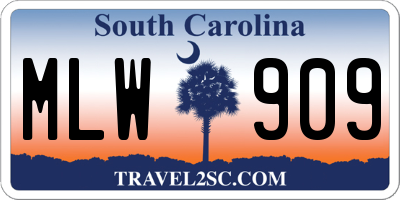SC license plate MLW909