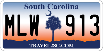 SC license plate MLW913