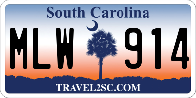 SC license plate MLW914