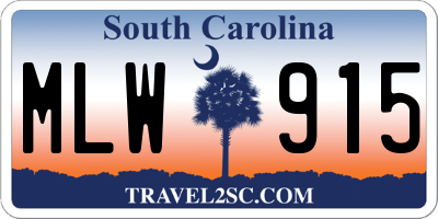 SC license plate MLW915