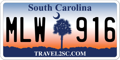 SC license plate MLW916