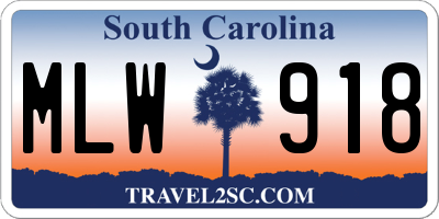 SC license plate MLW918