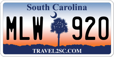 SC license plate MLW920