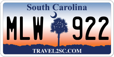 SC license plate MLW922