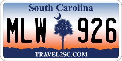 SC license plate MLW926