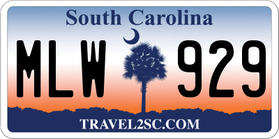 SC license plate MLW929