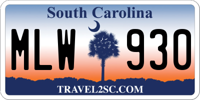 SC license plate MLW930