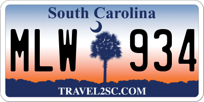 SC license plate MLW934