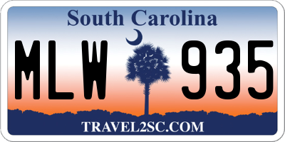 SC license plate MLW935