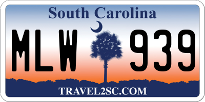 SC license plate MLW939