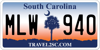 SC license plate MLW940