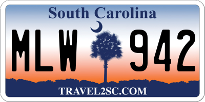 SC license plate MLW942