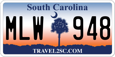 SC license plate MLW948