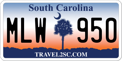 SC license plate MLW950