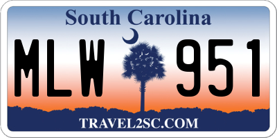 SC license plate MLW951