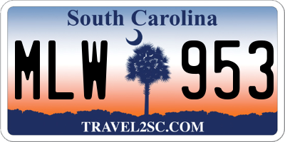 SC license plate MLW953