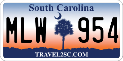 SC license plate MLW954