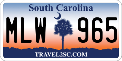 SC license plate MLW965