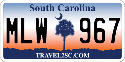 SC license plate MLW967