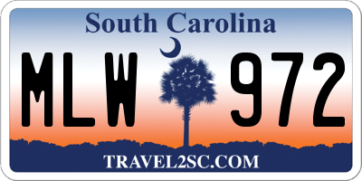 SC license plate MLW972