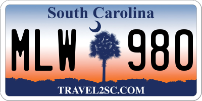 SC license plate MLW980