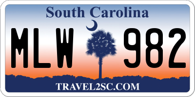 SC license plate MLW982