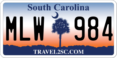 SC license plate MLW984