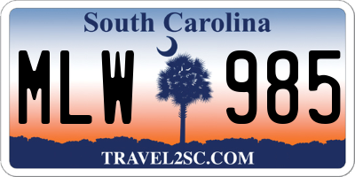 SC license plate MLW985