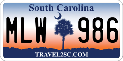 SC license plate MLW986
