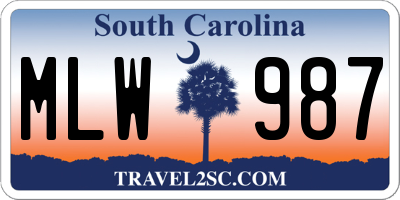 SC license plate MLW987