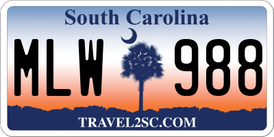 SC license plate MLW988