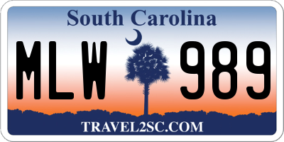 SC license plate MLW989