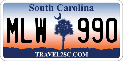 SC license plate MLW990