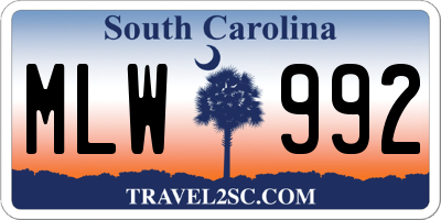 SC license plate MLW992